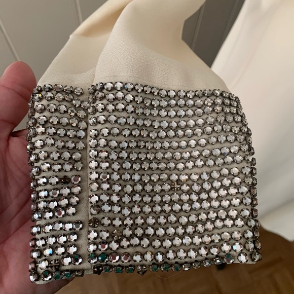 Vintage 60’s Tee-Ça Formal Winter Dress Ivory Rhinestones size sm 4-6 (no tag) - Picture 8 of 16